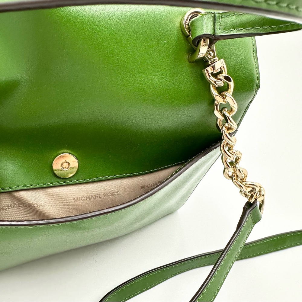 Michael Kors Mott Medium Leather Satchel 30S8GOXS2L True Green - Picture 10 of 16